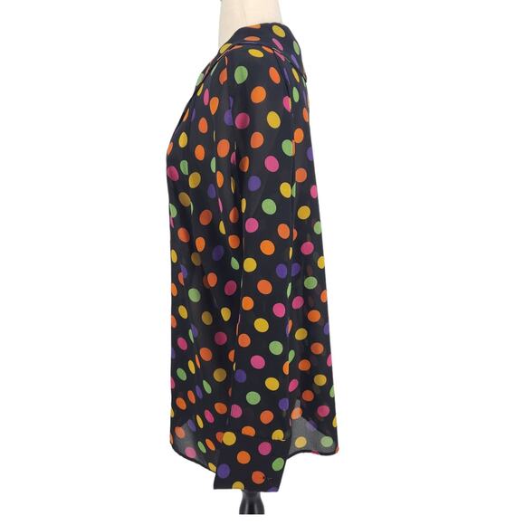 Vintage B.C.B.G. Shirts 70's Polka Dot Sheer Button Front Top - Picture 3 of 9